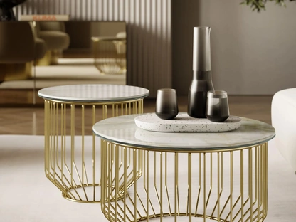 Tavolino Circus in SuperMarmo e acciaio di Bontempi