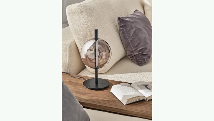 Lampada Sferatus da tavolo in vetro e acciaio di Bontempi