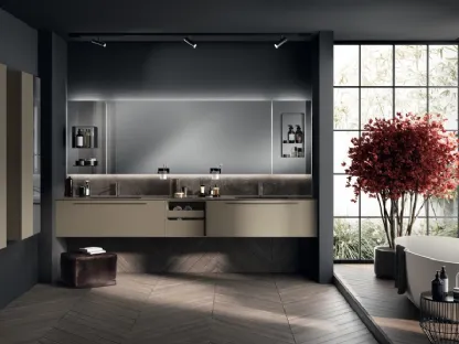 Mobile da Bagno Aquo Laccato Opaco Grigio Matera di Scavolini Bathrooms