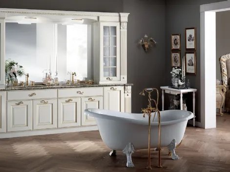 Mobile da Bagno Baltimora in laccato Bianco con decori Oro di Scavolini Bathrooms