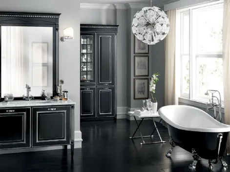 Mobile da Bagno Baltimora in laccato opaco Nero con decori Argento di Scavolini Bathrooms
