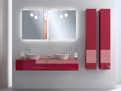 Mobile da Bagno Font in laccato lucido Rosso Rubino di Scavolini Bathrooms