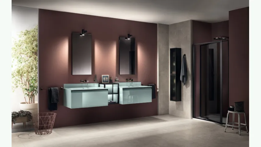 Mobile da Bagno Formalia Freestyle Laccato Lucido Verde Aloe di Scavolini Bathrooms