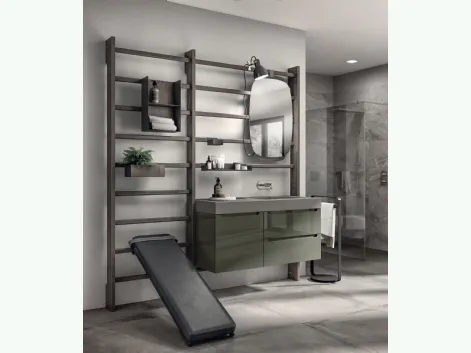 Mobile da Bagno Gym Space Idro Laccato Lucido Verde di Scavolini Bathrooms
