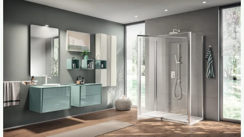 Mobile da Bagno Lagu Laccato Lucido Verde Aloe di Scavolini Bathrooms