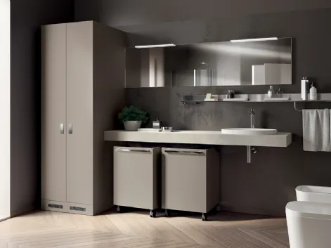 Mobile da Bagno Laundry Space in decorativo Grigio Selce comp Aquo di Scavolini Bathrooms