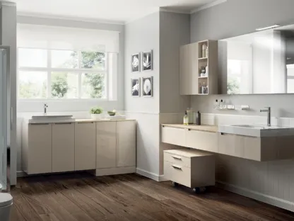 Mobile da Bagno Laundry Space in laccato lucido Panna Porcellana di Scavolini Bathrooms