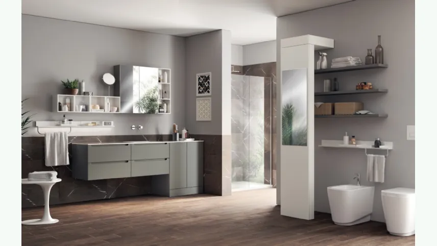 Mobile da Bagno Laundry Space Idro Laccato Opaco Grigio Titanio di Scavolini Bathrooms