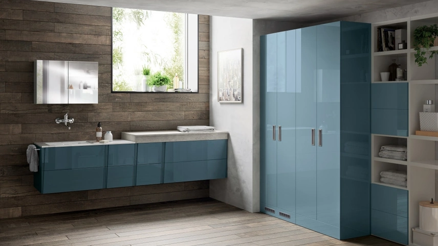 Mobile da Bagno Laundry Space Lagu in laccato lucido Verde Ottanio di Scavolini Bathrooms