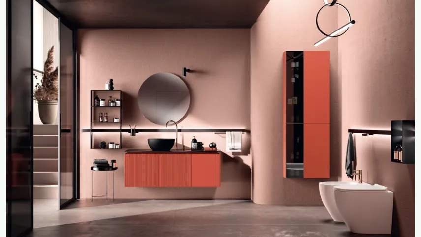 Mobile da Bagno Lido Laccato Opaco Rosso Marocco Dogato di Scavolini Bathrooms