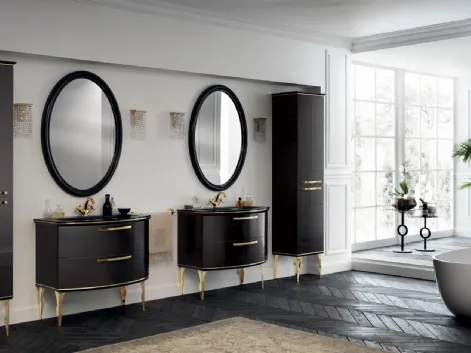 Mobile da Bagno Magnifica in laccato lucido Grigio Ferro con finiture Oro di Scavolini Bathrooms