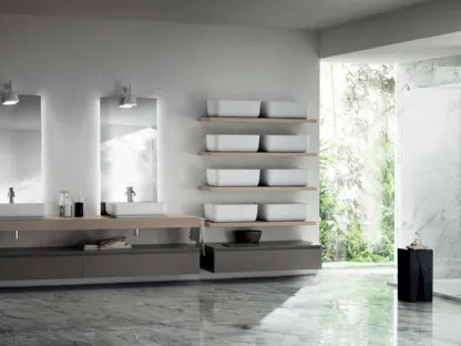Mobile da Bagno Qi con Top in laminato Olmo Hono di Scavolini Bathrooms