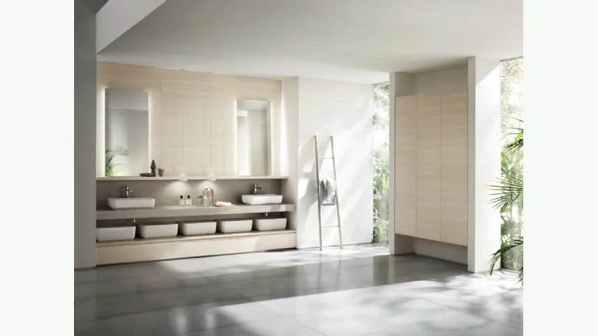 Mobile da Bagno Qi in Decorativo Olmo Kuuki a Terra di Scavolini Bathrooms