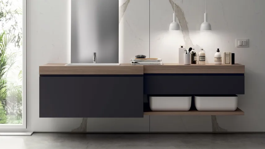 Mobile da Bagno Qi in laccato opaco Grigio Ferro di Scavolini Bathrooms