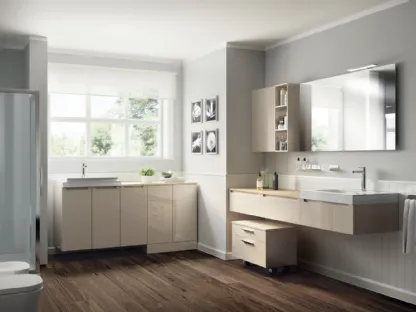 Mobile da Bagno Laundry Space Idro Laccato Lucido Panna Porcellana di Scavolini Bathrooms