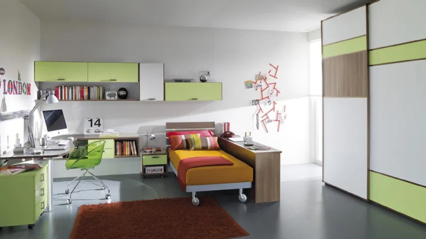 Cameretta Young Verde Mela e Rovere di Ime Arredamenti