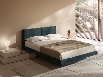 Letto Azzurra in tessuto imbottito con box contenitore stretto di Tagliabue Mobili
