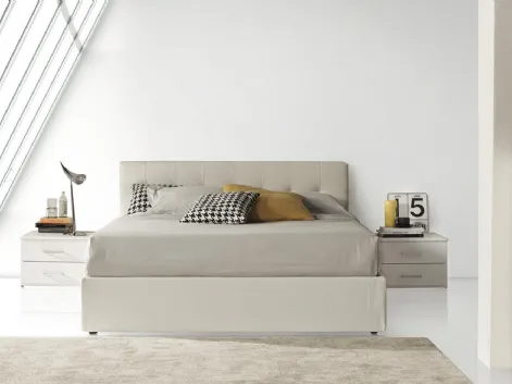 Letto Contenitore Relais rivestito Ecopelle bianca di Ime Arredamenti