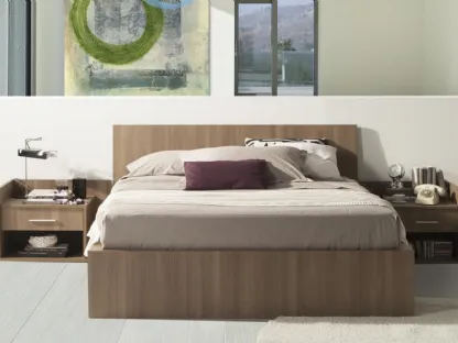 Letto Live in Rovere Tabacco con testata ad H di Ime Arredamenti