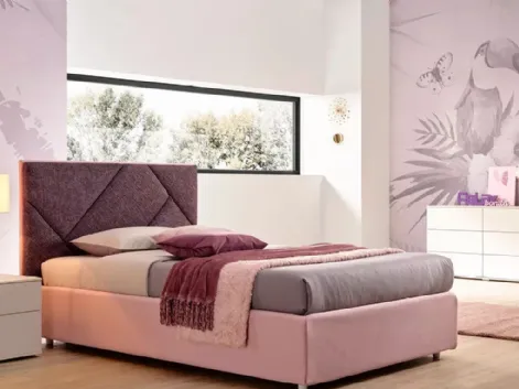 Letto a una piazza e mezza in tessuto con testiera SC213 di Moretti Compact