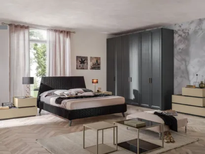 Letto matrimoniale VG501 con testiera in tessuto trapuntato di Moretti Compact