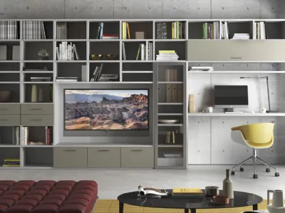 Libreria Betulla e Sabbia Home Office con scrittoio di Ime Arredamenti