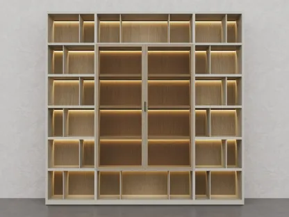 Libreria in laccato Creta e essenza legno Barrique di Fratelli Elli