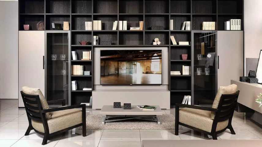 Libreria modulare in finitura essenza legno President di Fratelli Elli