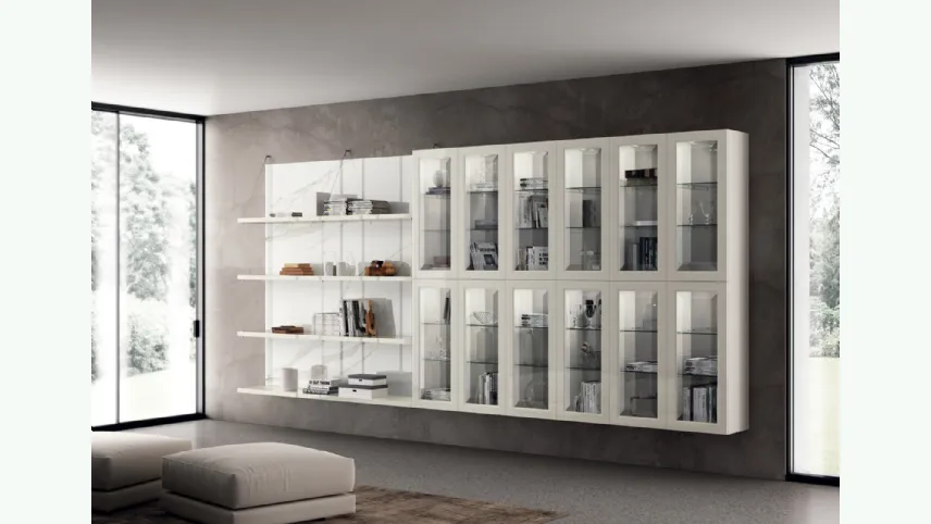 Libreria Living Exclusiva in laccato lucido Bianco Prestige di Scavolini