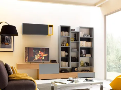 Libreria sospesa in laccato grigio LV105 di Moretti Compact
