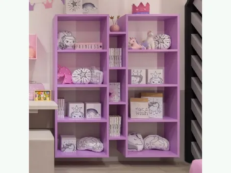 Libreria sospesa in laccato lilla MC034 di Moretti Compact