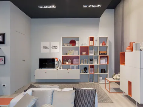 Libreria componibile in melaminico e laccato Outline MC044 di Moretti Compact
