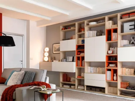 Libreria in melaminico larice e frassino Wallbox LV117 di Moretti Compact
