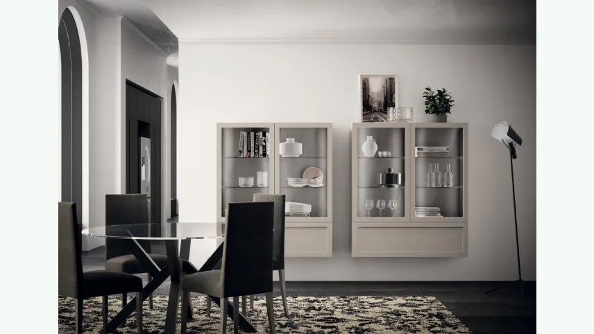 Madia Living Carattere sospesa in laccato Visone di Scavolini