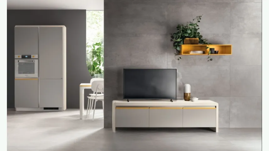 Madia Living Dandy Plus Grigio Velo e Giallo Senape di Scavolini