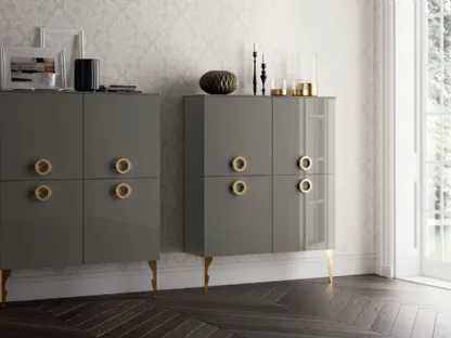 Madia Living Exclusiva in Laccato lucido Grigio Titanio di Scavolini