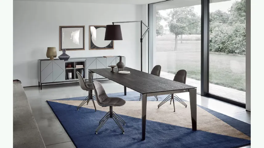 Madia Pica Legno Laccato Decorato Grigio chiaro di Bontempi