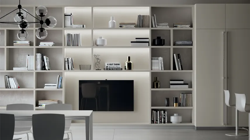Parete Attrezzata Living Carattere Grigio Gabbiano di Scavolini
