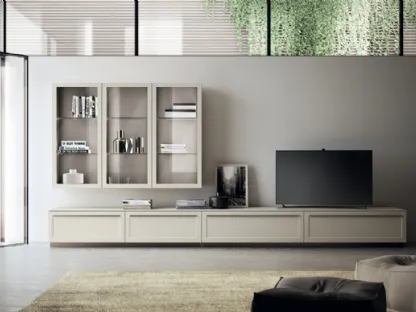 Parete Attrezzata Living Carattere 02 in laccato opaco Tortora di Scavolini