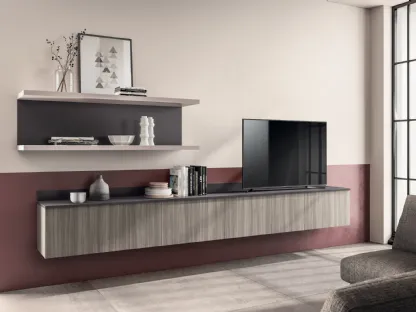 Parete Attrezzata sospesa Living Easy Urban in decorativo Eucalipto Taj di Scavolini