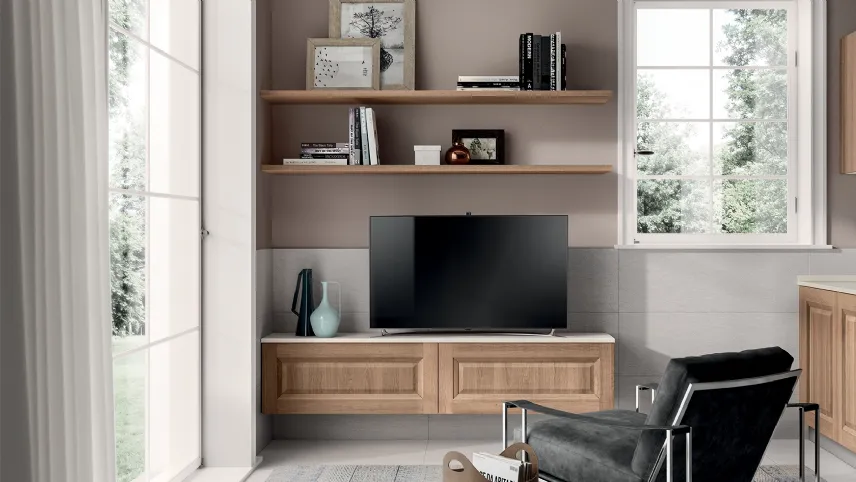 Parete Attrezzata Living Easy in Rovere Atzeco di Scavolini