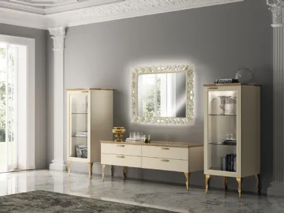 Parete Attrezzata Living Exclusiva 06 in laccato opaco Beige di Scavolini