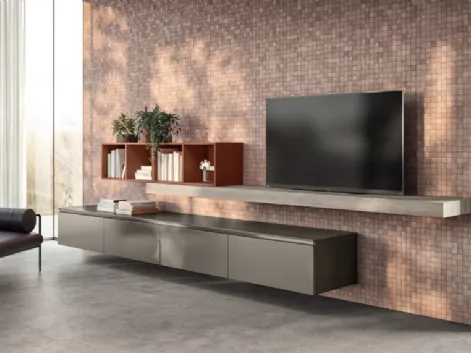 Parete Attrezzata Living Lumina in laminato Urban Steel di Scavolini