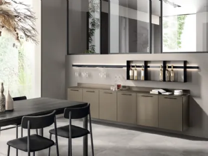 Parete Attrezzata sospesa Living Musa in laccato Grigio Matera di Scavolini