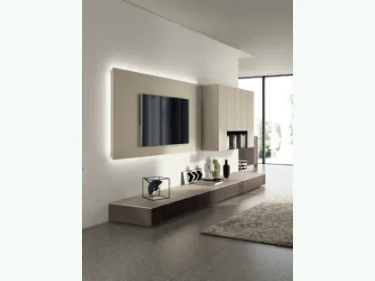 Parete Attrezzata Living Sax in decorativo Noce e laccato Visone di Scavolini