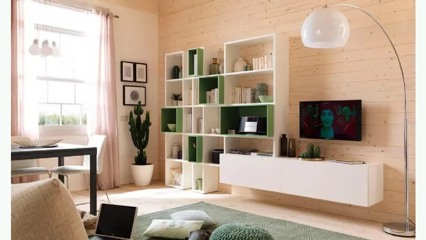 Parete attrezzata con libreria, LV102 di Moretti Compact