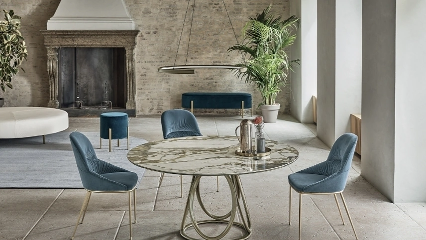 Tavolo Louis Rotondo in SuperMarmo di Bontempi