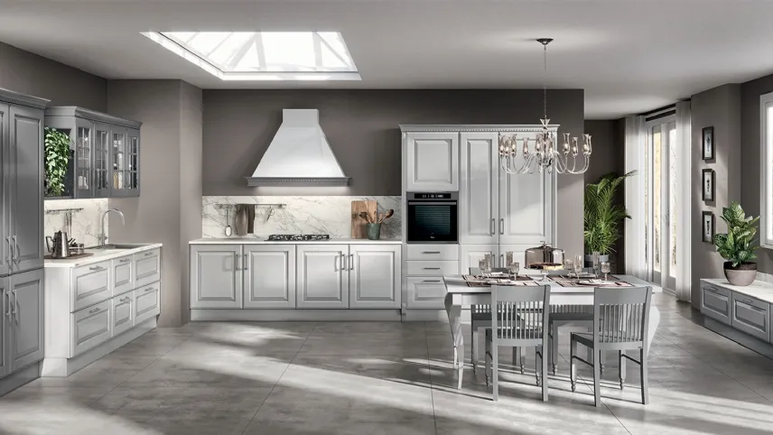 Cucina Classica Baltimora in laccato Grigio Airone di Scavolini