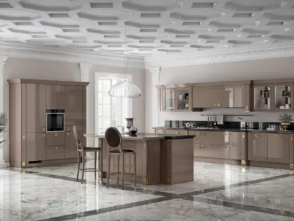 Cucina Classica Exclusiva in laccato lucido Grigio Tundra di Scavolini