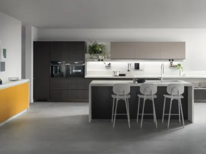 Cucina Moderna Dandy Plus 05 Rovere Carbone e Giallo Senape di Scavolini
